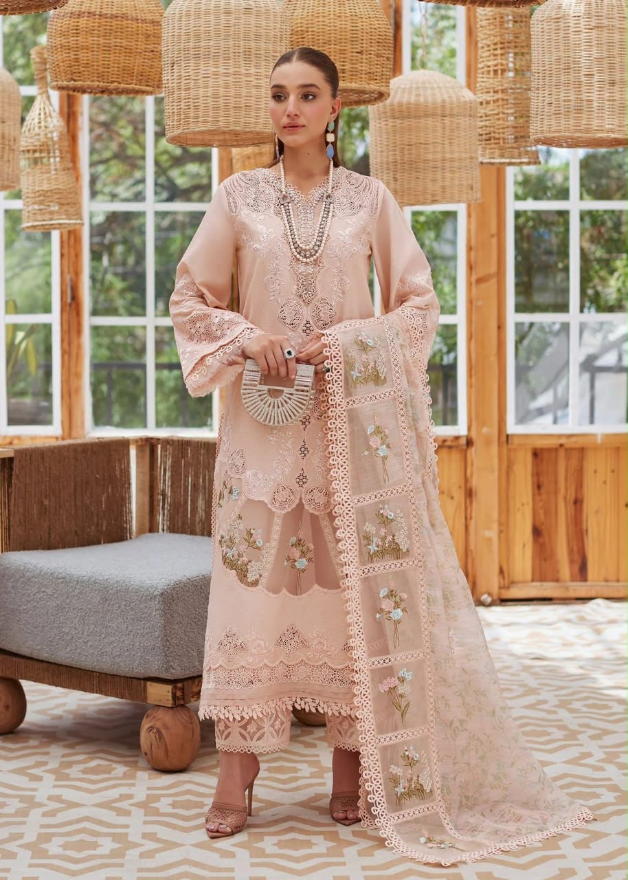 CRIMSON D #J2401  Unstitched Chikankari Embroidered